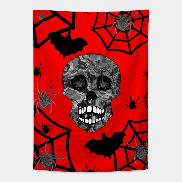 SKULL On Red Tapestry by SartorisArt1