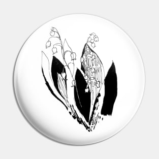 lily of the valley silver bells black and white illustration hand drawn sketch Pin