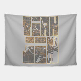 Tianjin, China City Map Typography - Bauhaus Tapestry