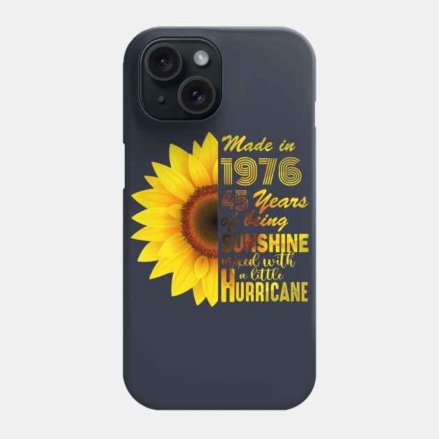 Vintage 1976 Sunflower 45th Birthday Awesome Gift Phone Case by Salt88