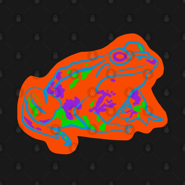 Blue Neon Frog Covered In Orange Glow by wildjellybeans