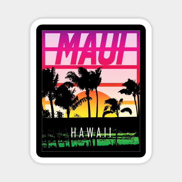 Hawaiian Tropical Sunset Beach and Palm Magnet by Upward Spin