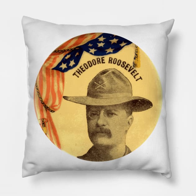 Theodore Roosevelt Rough Riders Uniform Political Button Pillow by Naves