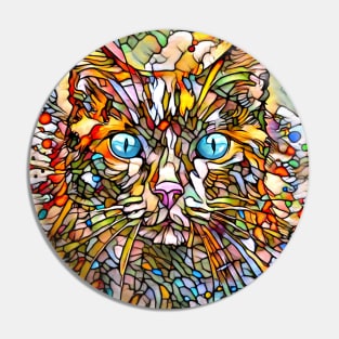 Mosaic Cat 704 Stained Glass style Multicolor Pin