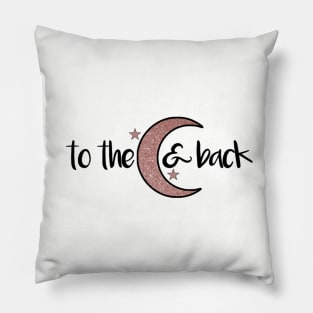 To the Moon and Back Rose Gold Glitter Pillow