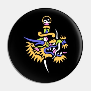 Dagger yinyang and dragon Pin