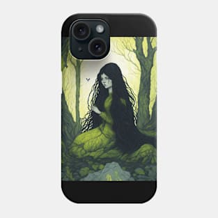 Card featuring a girl with long black hair Phone Case