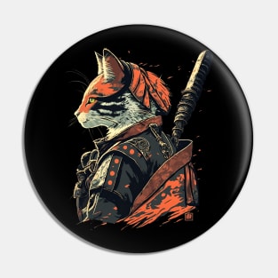 Japanese Cat Samurai Pin