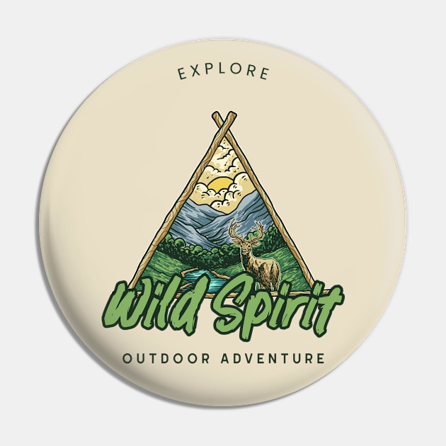 Wild Spirit Outdoor Adventure Explore Nature Pin by Tip Top Tee's