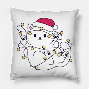 Christmas Lights Cat Pillow