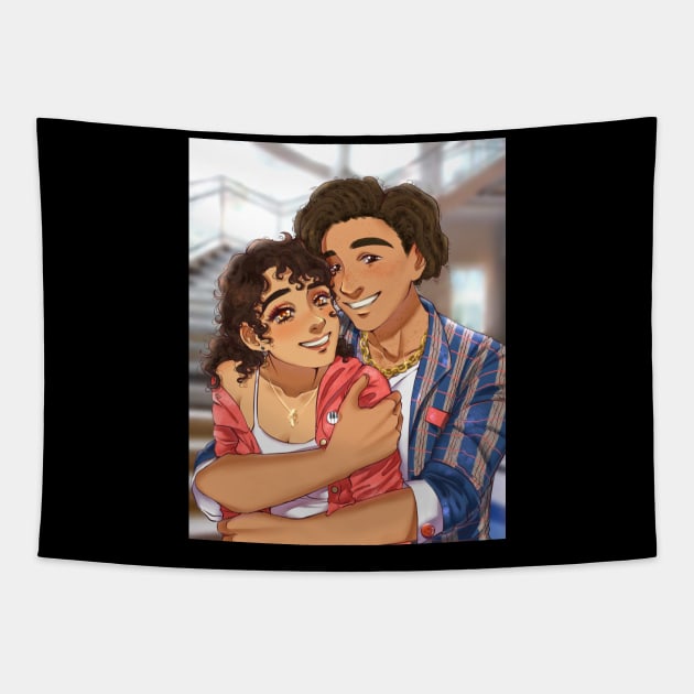 Clementine and Louis Highschool Sweethearts Tapestry by Monicherrie