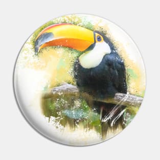 Toucan Toco Bird Animal Wildlife Forest Jungle Nature Watercolor Pin