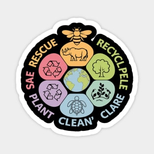 Save Bees Rescue Animals Recycle Plastics Fun Earth Day Magnet