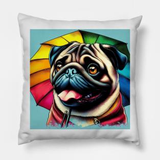 Pug Dog Smiles Pillow