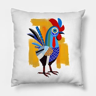 Colorful Whimsical Rooster Pillow