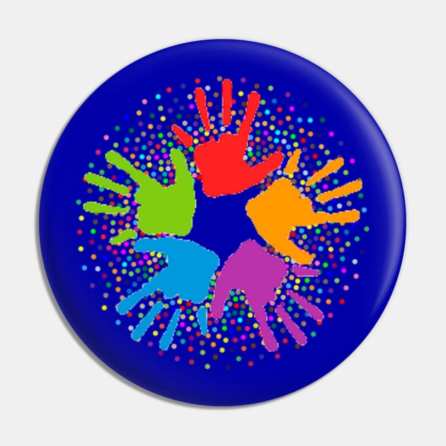 Unity Multi-Color Open Hands Pin by screamingfool