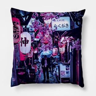 Tokyo Street Neon Synthwave Pillow