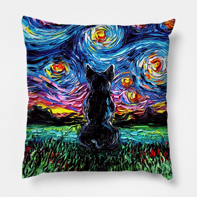 French Bulldog Starry Night Pillow by sagittariusgallery