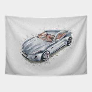 Sports Car Illustration Tapestry