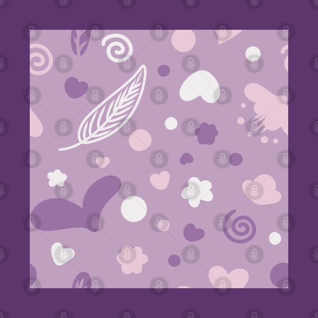 Purple Feather Heart Random Cute Pattern by mil.creates