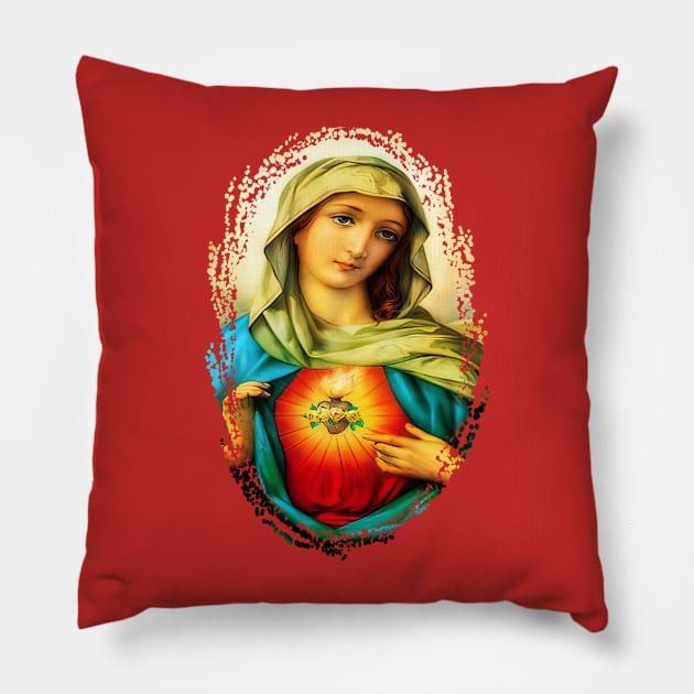 Immaculate Heart of Virgin Mary Catholic Saint A-101521 Pillow by hispanicworld