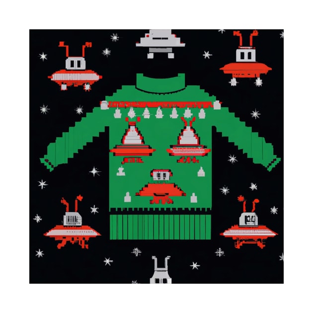 Ugly UFO Christmas Sweater by Alien Conspiracy Podcast