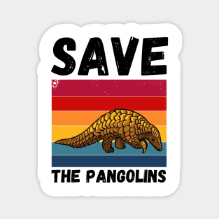 Save The Pangolins, Cute retro pangolin Magnet