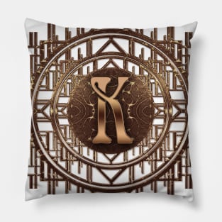 letter k in golden art nouveau vintage alphabet style Pillow