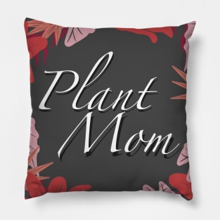 Plant Mom - Red & Orange Plant Wreath Art Pillow