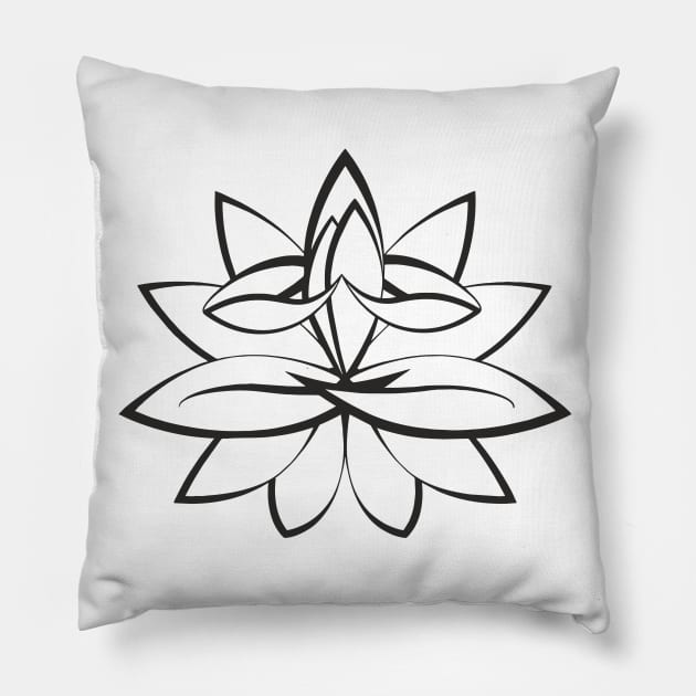 The Lotus in the Lotus (black) Pillow by aceofspace