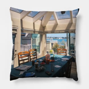 Peaceful Morning in California Beach House Pillow