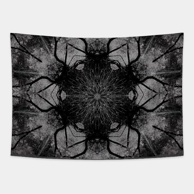 Detailed Majestic Black and White Patterned Mosaic Tapestry by Zen Goat 
