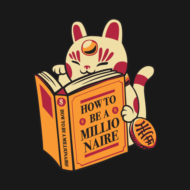 Maneki-Neko How to be a Millionaire Cat Black Design by Tobe_Fonseca