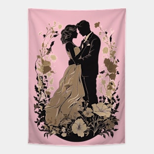 Vintage Valentine's:A Couple's Vintage Embrace - Valentine's Day Tapestry