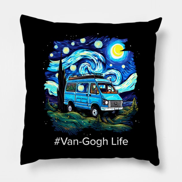 Van Gogh Starry Night Meets Van Camping Life #Van-Gogh Life Pillow by VogueTime