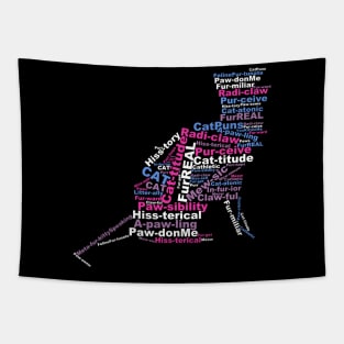 Cat Pun Word Cloud Pink Tapestry