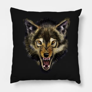 Snarling Wolf Pillow