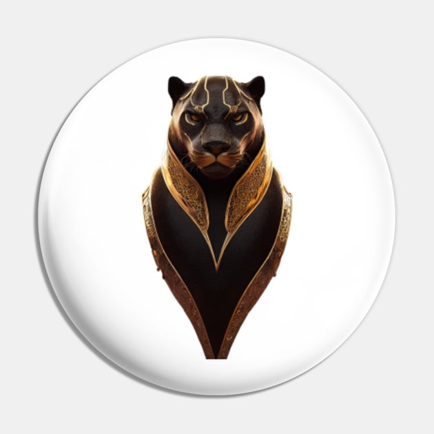 Majestic black puma or panther in golden armor Majestic Pin