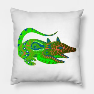 possum opossum zarigueya tlacuache ecopop in tribal mexican art Pillow