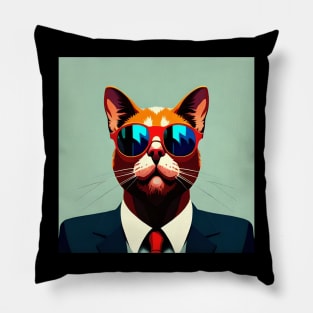 Stylish Whiskers Business Mogul Pillow