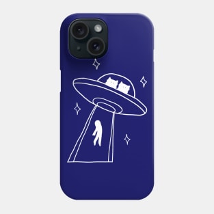 cat alien abduction line art Phone Case