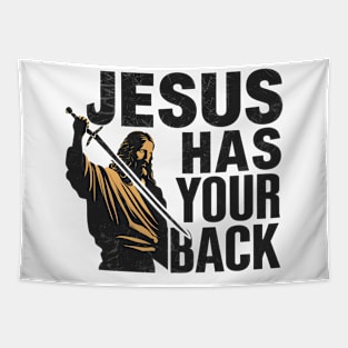 Jesus Christ Has Your Back Savior Christian Faith Tapestry