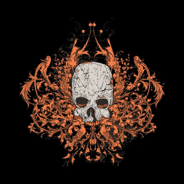 Floral Zombie Skull by XOZ