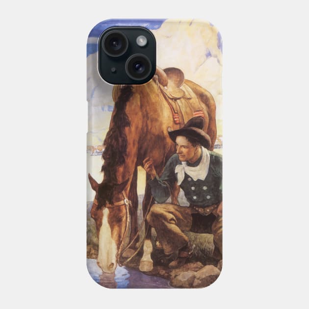 Cowboy Watering His Horse by NC Wyeth Phone Case by MasterpieceCafe