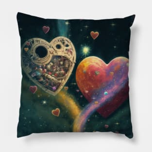 Two hearts in space Pillow