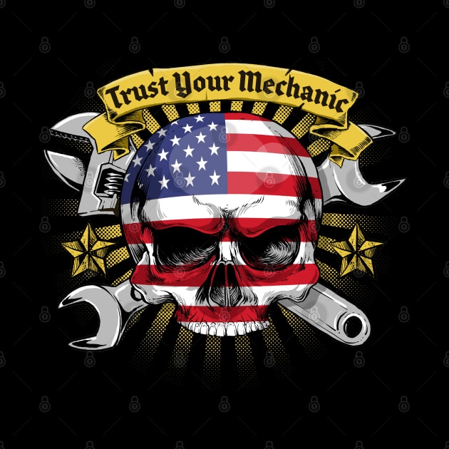 Trust your Mechanic USA Mechanic Logo by Black Tee Inc