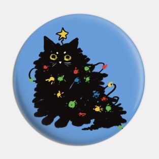 Cat wrapped in Christmas lights Pin