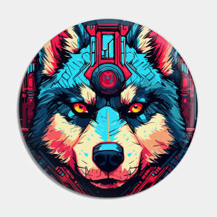 Cyberpunk Futuristic Mecha Siberian Husky Dog Breed Pin