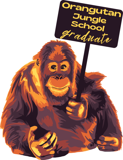 Orangutan Jungle School Graduate Kids T-Shirt by Slightly Unhinged