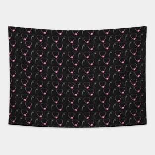 Love pattern pink and white with black background, isolate Tapestry